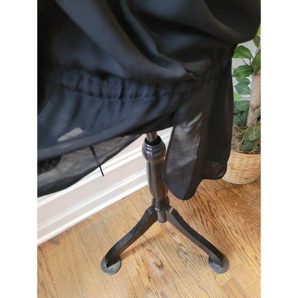 Premise Studio Tunic Blouse Women's Large Black White Long Sleeve Sheer Top - Picture 8 of 13